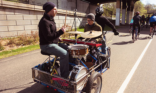 The Decayed Realms performing on the Cargotrike