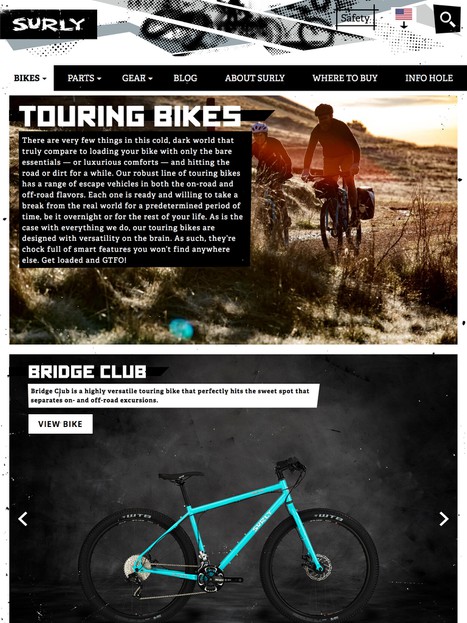 Surly Bikes Website, tablet example 1